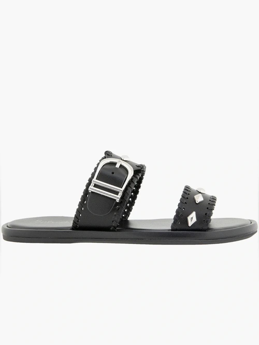 New in Box! Splendid Felix Black Silver Studded Double Strap Slide Sandal